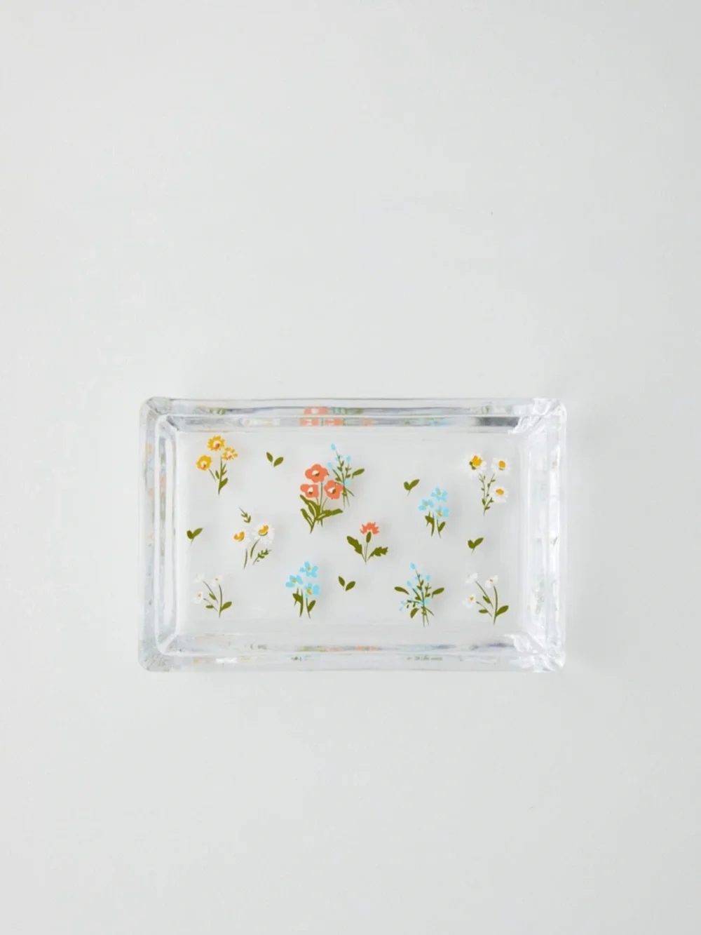 NWT Urban Outfitters Flora Soap Dish Clear Glass Floral
